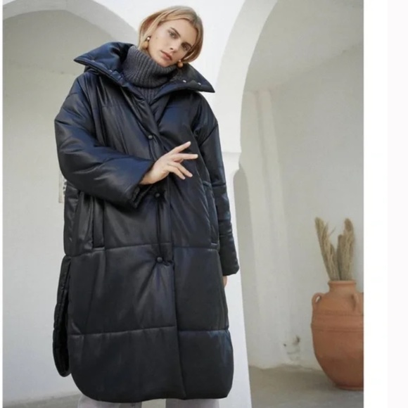 Nanushka Vegan Leather Eska Puffer Size S - Picture 1 of 6